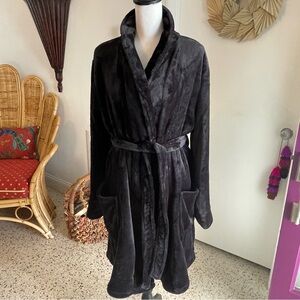 SOMA Black Plush Wrap Robe! Soft Plush In & Out! Beautiful! XL L
